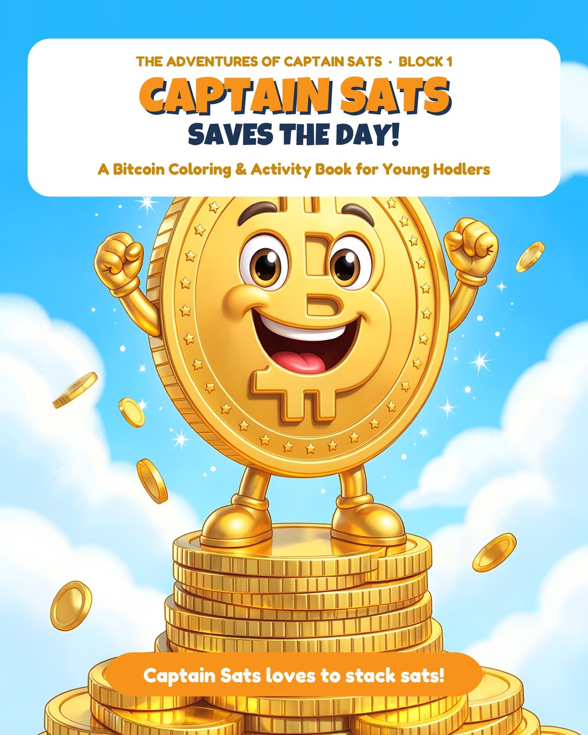 Captain Sats Saves the Day! Printable Bitcoin Coloring & Activity Book (PDF, Ages 4–8)